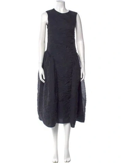 Pre-owned Cecilie Bahnsen Crew Neck Long Dress In Blue