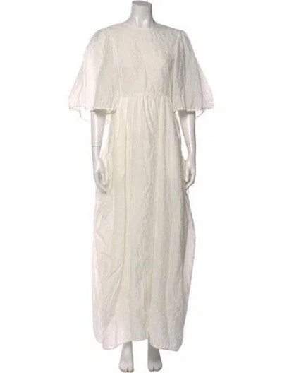 Pre-owned Cecilie Bahnsen Crew Neck Long Dress In Neutral