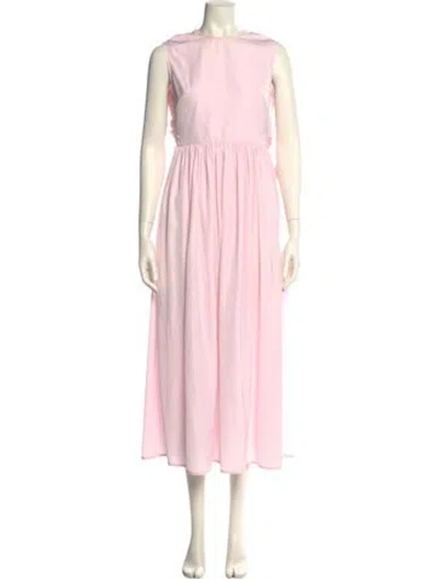 Pre-owned Cecilie Bahnsen Crew Neck Long Dress In Pink