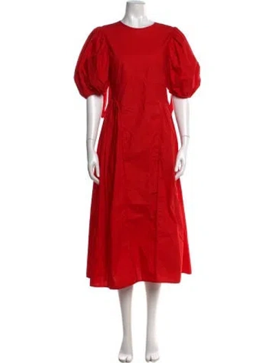 Pre-owned Cecilie Bahnsen Crew Neck Long Dress In Red