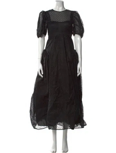 Pre-owned Cecilie Bahnsen Crew Neck Long Dress W/ Tags In Black