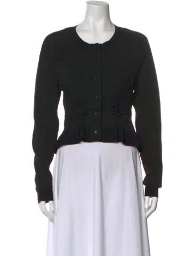 Pre-owned Cecilie Bahnsen Crew Neck Long Sleeve Crop Top In Black