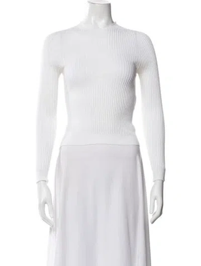 Pre-owned Cecilie Bahnsen Crew Neck Long Sleeve Top In White