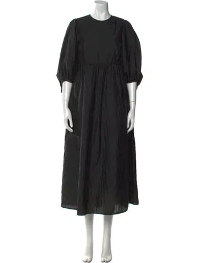 Pre-owned Cecilie Bahnsen Crew Neck Midi Length Dress In Black