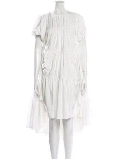 Pre-owned Cecilie Bahnsen Crew Neck Midi Length Dress In White