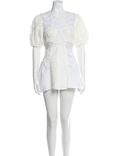 Pre-owned Cecilie Bahnsen Crew Neck Mini Dress In White