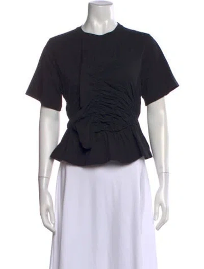 Pre-owned Cecilie Bahnsen Crew Neck Short Sleeve Blouse In Black