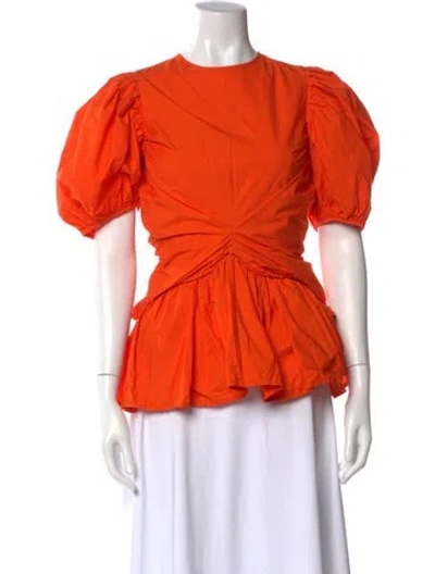 Pre-owned Cecilie Bahnsen Crew Neck Short Sleeve Blouse In Orange