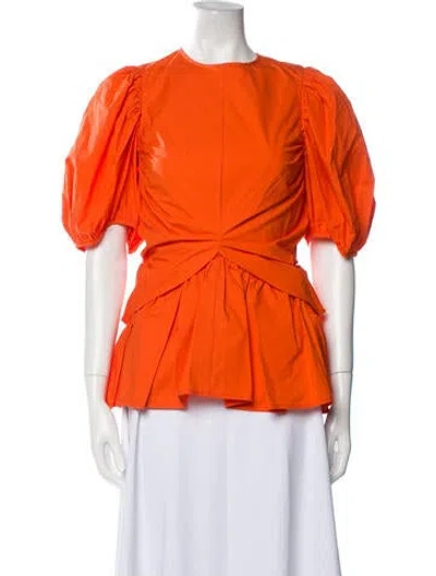 Pre-owned Cecilie Bahnsen Crew Neck Short Sleeve Blouse W/ Tags In Orange