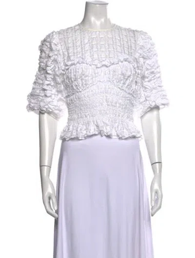 Pre-owned Cecilie Bahnsen Crew Neck Short Sleeve Top In White