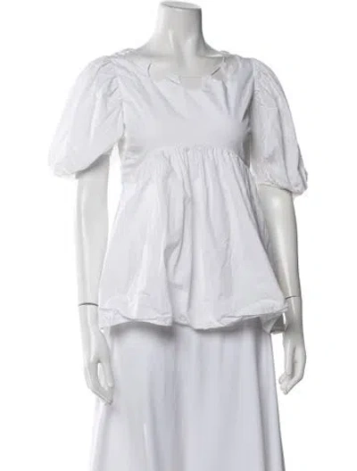 Pre-owned Cecilie Bahnsen Crew Neck Short Sleeve Top In White