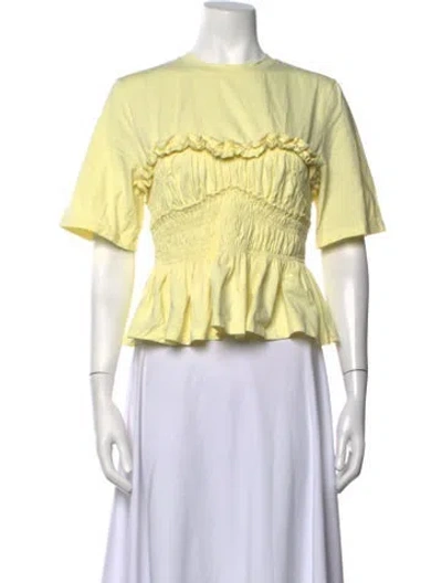 Pre-owned Cecilie Bahnsen Crew Neck Short Sleeve Top In Yellow