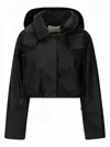 Cecilie Bahnsen Cropped Black Polyamide Jacket With Structured Collar In Black