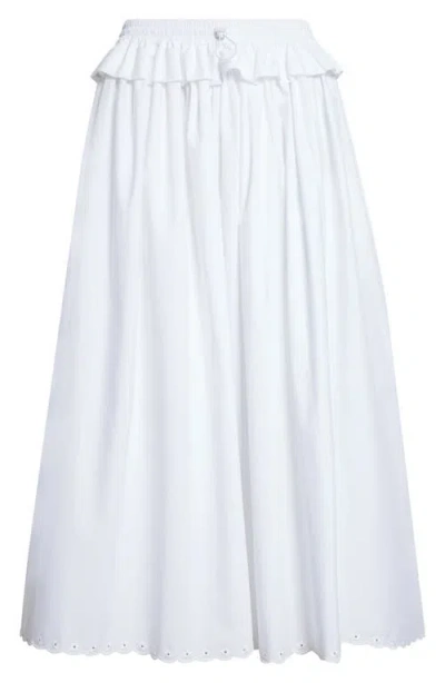 Cecilie Bahnsen Dalia Scalloped Broderie Anglaise Trim Poplin Midi Skirt In White