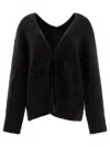 Cecilie Bahnsen Knitwear Sweater With Textured Fabric And Tie Detail