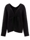 Cecilie Bahnsen Knitwear Sweater With Textured Fabric And Tie Detail