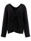 Cecilie Bahnsen Knitwear Sweater With Textured Fabric And Tie Detail