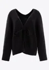Cecilie Bahnsen Knitwear Sweater With Textured Fabric And Tie Detail In Black