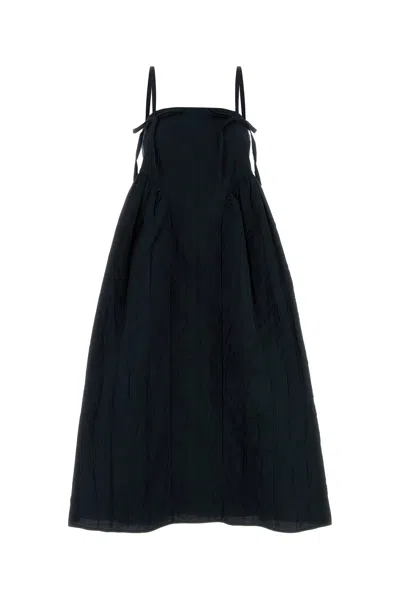 Cecilie Bahnsen Dark Blue Cotton Blend Dress In Black
