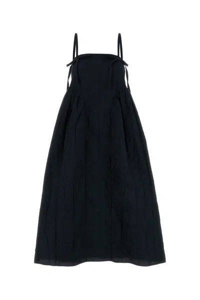 Cecilie Bahnsen Dark Blue Cotton Blend Dress In Navy