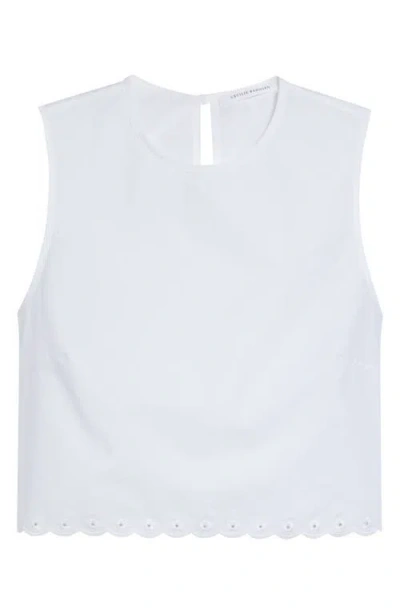 Cecilie Bahnsen Deeba Broderie Anglaise Cotton Poplin Crop Top In White
