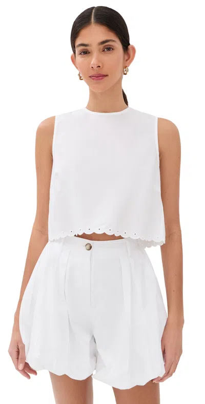 Cecilie Bahnsen Deeba Broderie Anglaise Cotton Poplin Crop Top In White