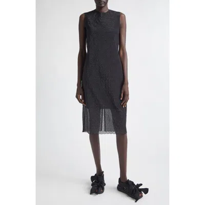 Cecilie Bahnsen Devin Windflower Embroidered Organza Sheath Dress In Black