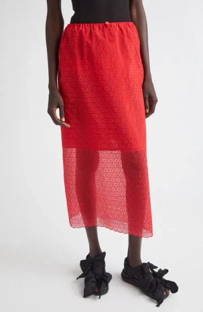 Cecilie Bahnsen Donna Windflower Embroidered Organza Midi Skirt In Red