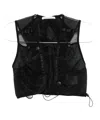 Cecilie Bahnsen Sheer Sleeveless Vest With Drawstring And Buttons In Black