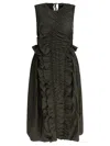 Cecilie Bahnsen Sleeveless Green Dress With Ruched Detailing In Brown