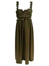Cecilie Bahnsen Long Length Ruffle Detail Sleeveless Dress In Green
