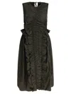 Cecilie Bahnsen Sleeveless Green Dress With Ruched Detailing In Black