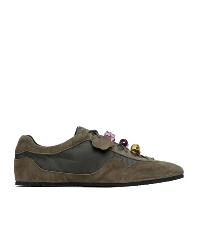 Cecilie Bahnsen Embellished Low-top Sneakers In Animal Print