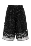 Cecilie Bahnsen Embellished Tulle Angelica Bermuda Shorts In Black