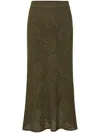 Cecilie Bahnsen Embroidered Floral Knit Skirt In Green