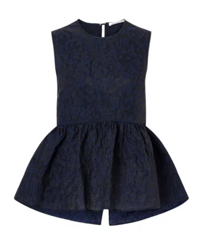 Cecilie Bahnsen Embroidered Ruffled Vest In Blue