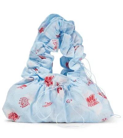 Cecilie Bahnsen Fallulah Medium Ruffled Shoulder Bag In Maya Blue/poppy Red