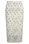 Cecilie Bahnsen White Allegra Midi Skirt In Clear Olive