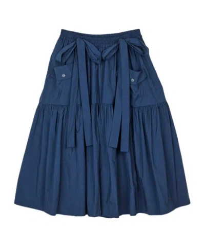 Cecilie Bahnsen Floral Detail Midi Skirt In Blue