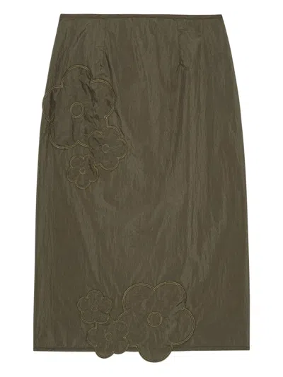 Cecilie Bahnsen Floral-embroidered Midi Dress In Neutral