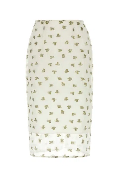 Cecilie Bahnsen Embroidered Silk Blend Allega Mini Skirt In White