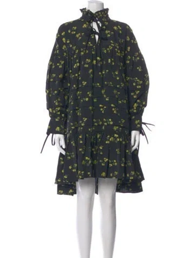 Pre-owned Cecilie Bahnsen Floral Print Knee-length Dress In Green