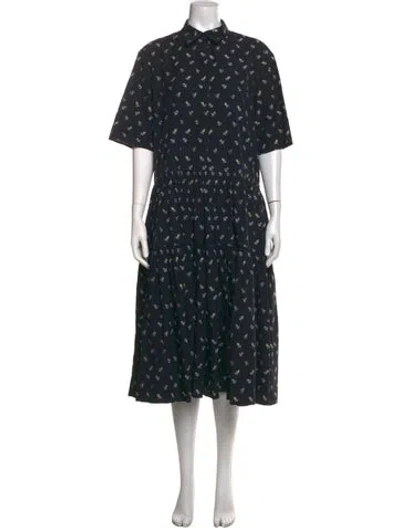 Pre-owned Cecilie Bahnsen Floral Print Long Dress In Black