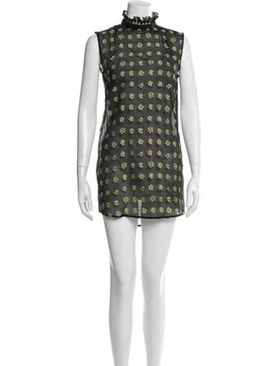 Pre-owned Cecilie Bahnsen Floral Print Mini Dress In Black