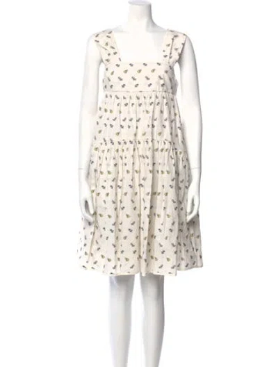 Pre-owned Cecilie Bahnsen Floral Print Mini Dress In Neutral