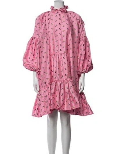 Pre-owned Cecilie Bahnsen Floral Print Mini Dress In Pink