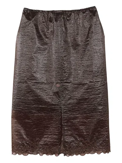 Cecilie Bahnsen Floral-trim Briaskirt Skirt In Brown