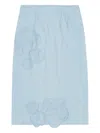Cecilie Bahnsen Flower-appliqué Midi Skirt In Blue