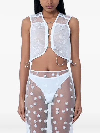 Cecilie Bahnsen Flower-detail Gilet In White