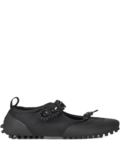 Cecilie Bahnsen Flower-embellished Mary Jane Sneakers In Black
